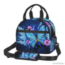 Blue Butterfly Art Insulated Lunch Bag by Axyaa: Beautiful, Portable, Thermal, Multifunctional Food Container