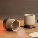 Axyaa Acacia Wood Bottom Clay Espresso Mug for Hotel, Restaurant, Home- Unique Drinkware