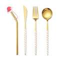 Axyaa Christmas Stainless Steel Cutlery Set with Golden Straw Gift Box