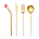 Axyaa Christmas Stainless Steel Cutlery Set with Golden Straw Gift Box
