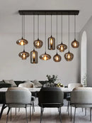 Axyaa Grey Glass Pendant Light for Dining and Bar, Industrial Chandelier