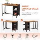 Axyaa 43" Kitchen Island with Shelves and 5 Open Storage Shelves, Large Worktop
