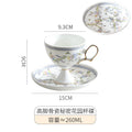 Axyaa Palace Relief Porcelain Coffee Cup & Saucer Set with Gold-Rimmed Milk Mug