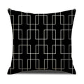 Axyaa Geometric Line Print Linen Cushion Cover - Home & Car Decor Pillowcase