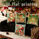 Christmas Santa & Deer Pattern Pillow Covers by Axyaa - Sofa Bedroom Car Cushion Cover