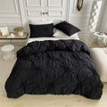 Axyaa Twist Flowers King Size Duvet Cover Set - Solid 3D Pinch Pleated Design