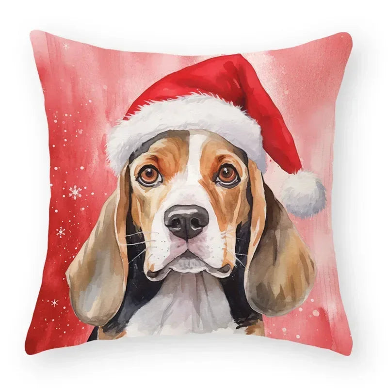 Christmas Cartoon Animal Printed Pillowcase by Axyaa: Decorative Throw Cover for Sofa, Living Room, Cushion