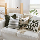 Axyaa Green Flower Embroidery Pillowcase - Decorative Sofa Throw Cushion Cover