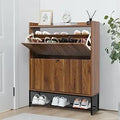 Axyaa Farmhouse Shoe Storage Cabinet with 2 Flip Drawers