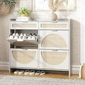 Rattan Shoe Storage Cabinet with 4 Flip Drawers & 2 Drawers by Axyaa