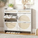 Rattan Shoe Storage Cabinet with 4 Flip Drawers & 2 Drawers by Axyaa