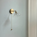 Axyaa Glass Lampshade Pull Chain LED Wall Light Fixture for Bedroom Home Indoor Lighting