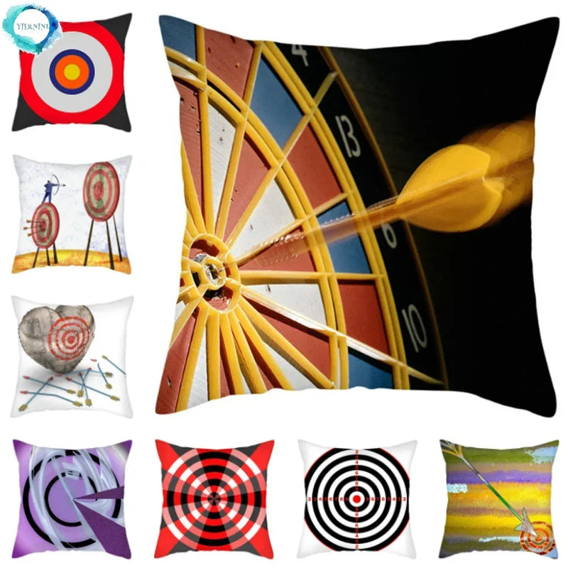 Sword Target Pattern Cushion Cover 45X45cm by Axyaa - Realistic Art Print Home Decor Pillowcase