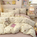 Axyaa Minimalist Cartoon Design Duvet Cover Set in 100% Cotton, 4-Piece Bedding Collection