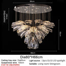 Axyaa Crystal LED Chandelier: Modern Designer Glass Pendant Lights for Dining Living Room