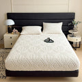 Axyaa Plush Jacquard Velvet Fitted Bed Sheet with Elastic Band for Double King Queen