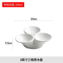 Axyaa White Ceramic Three-Grid Small Dish Plate - Exquisite Commercial Platter