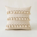 Axyaa Tufted Tassels Cushion Cover Cotton Linen Boho Throw Pillow for Home Decor