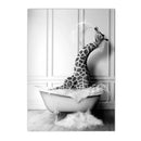 Nordic Elephant Giraffe Bathtub Wall Art Canvas by Axyaa