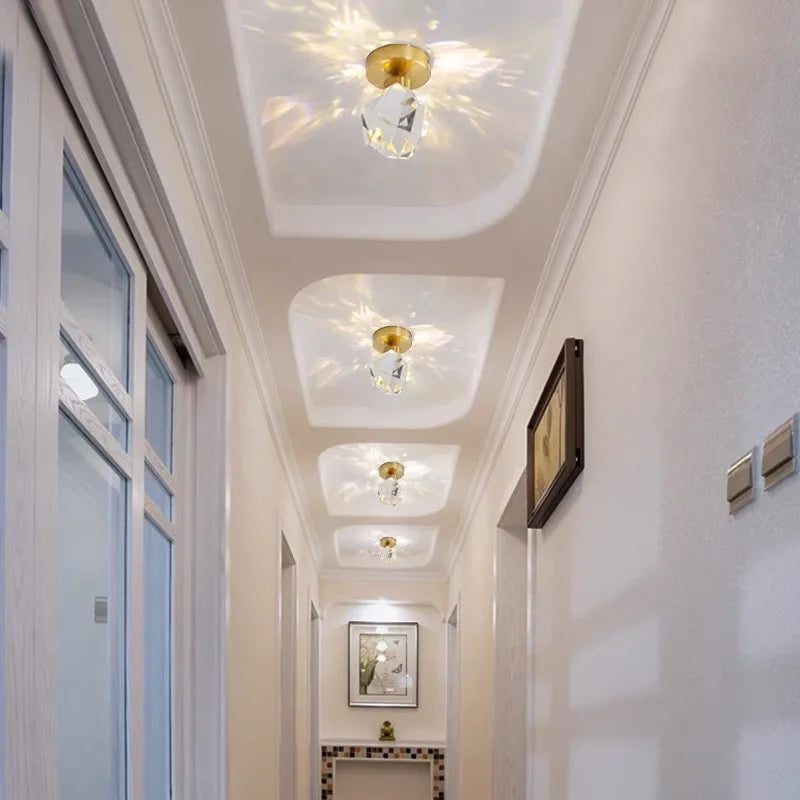 Axyaa Crystal Ceiling Lights: Modern LED Fixture for Bedroom, Corridor, Aisle, Entrance, Bar, and Cafe