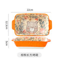 Axyaa Ceramic Double Ear Baking Plate - Cute Cartoon Design for Restaurant and Home