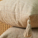 Axyaa Linen Tassel Euro Sham Pillow Covers Square Decorative Neutral Pillowcases