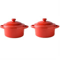 Axyaa 4" Mini Ceramic Double Ear Bowl for Oven Use - Egg Soup & Custard Bowl