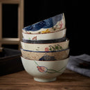 Axyaa Ceramic Rice Bowl Set | Japanese Retro Tableware Dining Bowls