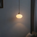 Axyaa Pumpkin Shell LED Pendant Light Fixture with White Glass Hanging Lamp