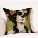 Axyaa Skull Floral Festival Cushion Cover - Halloween Home Decor