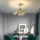 Axyaa Amber Glass Ceiling Chandelier: Nordic Suspension Pendant Light