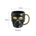 Axyaa Skull Ceramic Mug Gold Plated Large Capacity Breakfast Milk Wine Glass