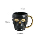 Axyaa Skull Ceramic Mug Gold Plated Large Capacity Breakfast Milk Wine Glass