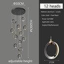 Axyaa Black Gold Chandelier Modern Minimalist Luxury Lighting for Duplex Staircase Lamp