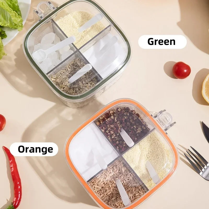 Axyaa Seasoning Box Set with Transparent Lid - Kitchen Storage Container