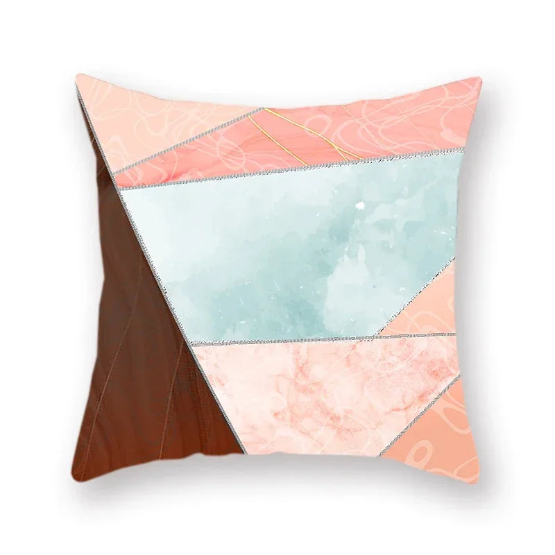 Geometric Marble Print Cushion Cover 45x45cm for Home Decor by Axyaa