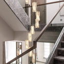 Axyaa Crystal Stair Chandelier Ceiling Light: Modern LED Hanging Chandeliers for Indoor Living Room