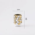Axyaa Geometric Gold Leaf Ceramic Vase with Hand-Applique, Home Decor Accessory