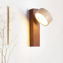 Axyaa Rotatable LED Wall Light Fixture, Black Travertine Finish, Pull Chain Switch