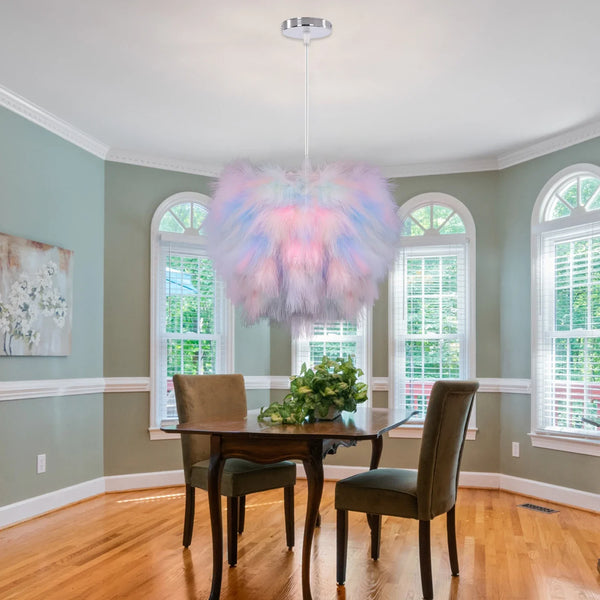 Nordic Feather Pendant Light Chandelier by Axya - Colorful LED Fixture for Living Room