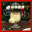 Axyaa Christmas Elk Glass Cup | Cute Reindeer Mug for Hot & Cold Drinks