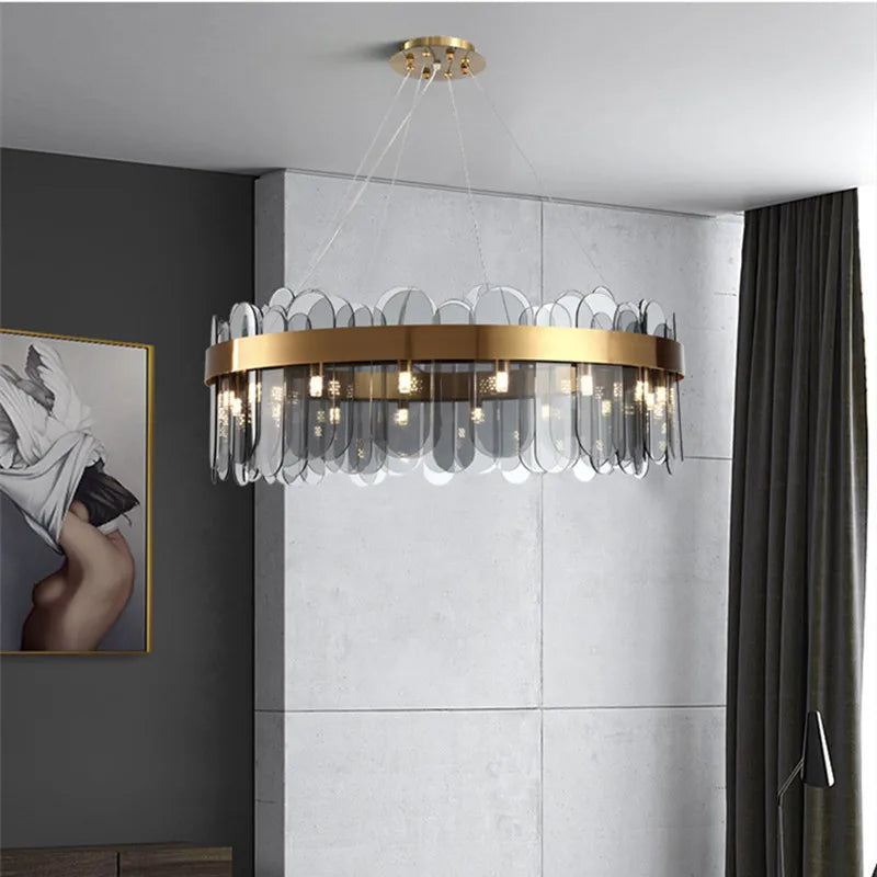 Axyaa Nordic Smoke Grey Glass Chandelier Pendant Light for Living Room, Bedroom, Hotel, Restaurant, Bar