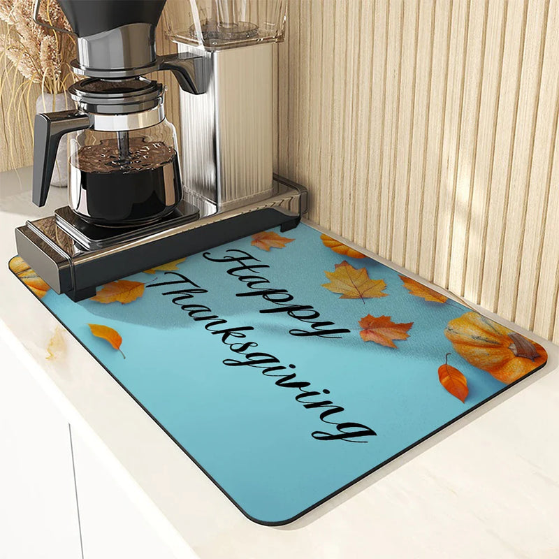 Axyaa Pumpkin Draining Mat: Absorbent, Quick Dry, Anti-Skid Kitchen, Bathroom Drain Pad
