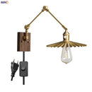 Axyaa Copper Arm LED Wall Sconce Pull Chain Switch Nordic Luminaria