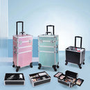Axyaa 3-in-1 Rolling Makeup Case with Large Capacity and Lockable Wheels
