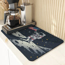 Axyaa Spaceman Coffee Cup Drying Mat Absorbent Non-Slip Kitchen Drain Mat