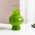 Axyaa Green Glass Vase Hydroponics Plant Pot for Table Decoration Aesthetic Floral Room Decor