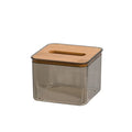 Axyaa Wooden Lid Tissue Box Holder for Living Room, Car Decor - Transparent Desktop Napkin Storage Box