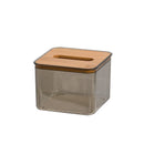 Axyaa Wooden Lid Tissue Box Holder for Living Room, Car Decor - Transparent Desktop Napkin Storage Box