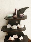 Axyaa Moon Wall Shelves: Rustic Floating Shelf for Crystals & Essential Oils
